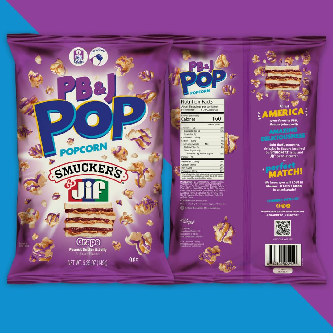 PB & J Pop Smucker's & Jif Coated Popcorn PB & J Pop