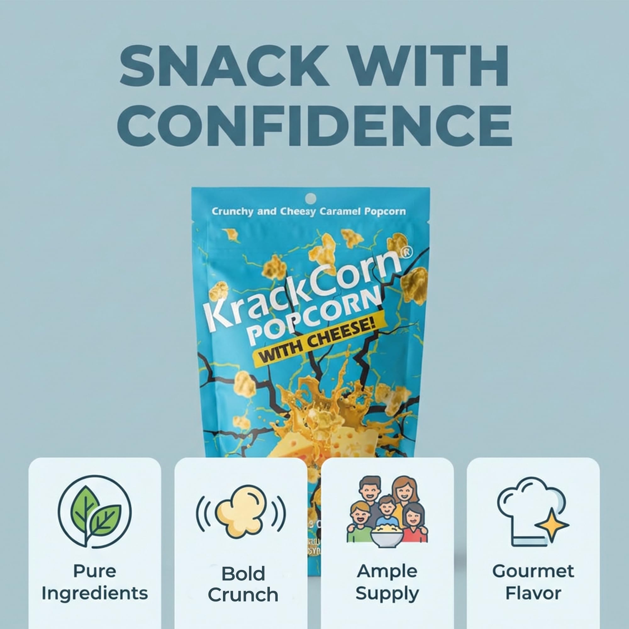 KrackCorn Cheddar Cheese & Caramel Popcorn, 8.5 oz