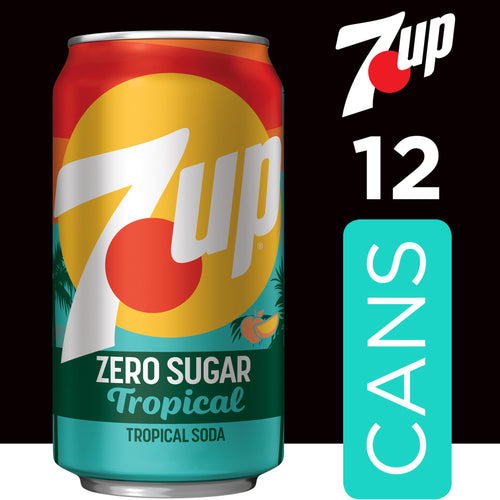 7Up Tropical Zero Sugar Soda, 12 fl oz (Pack of 12) 7Up
