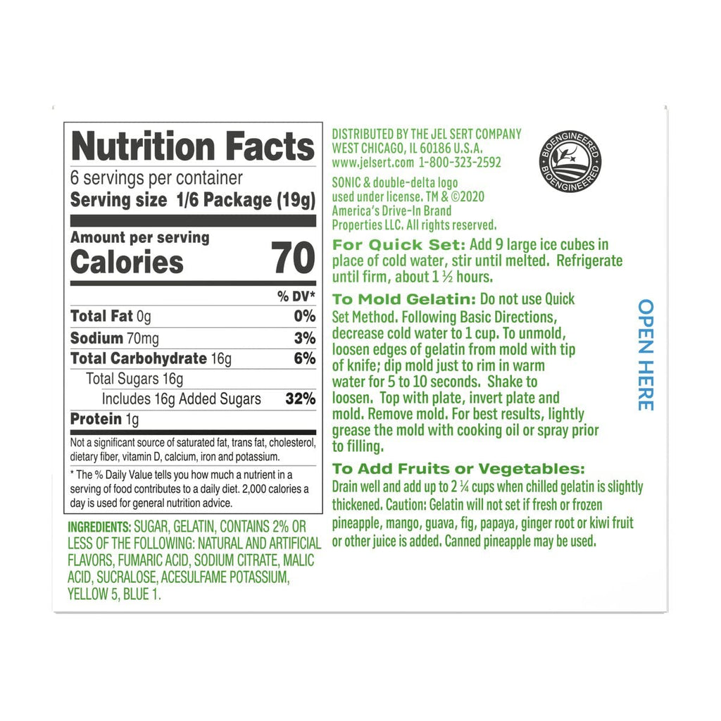 Sonic Gelatin Mix, Green Apple, 3.94 oz (Pack of 3) Sonic