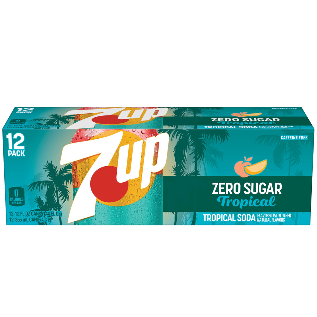7Up Tropical Zero Sugar Soda, 12 fl oz (Pack of 12) 7Up