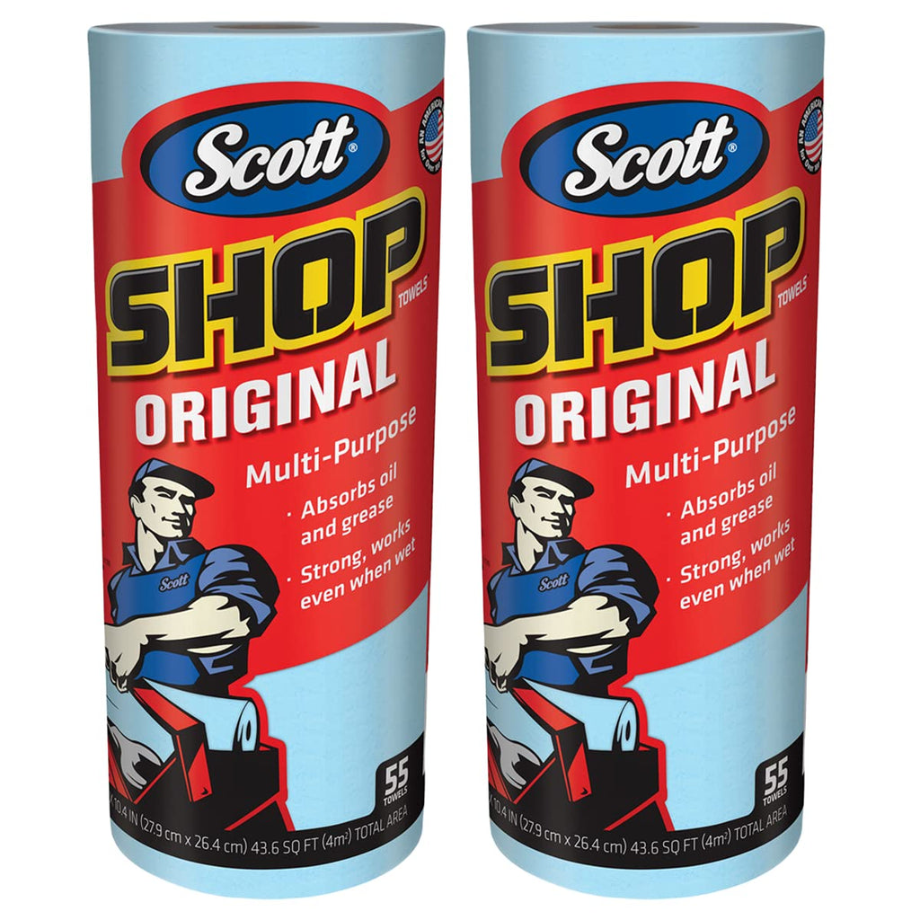 Scott Shop Towels, Blue, 55 Sheets (Pack of 2) Scott