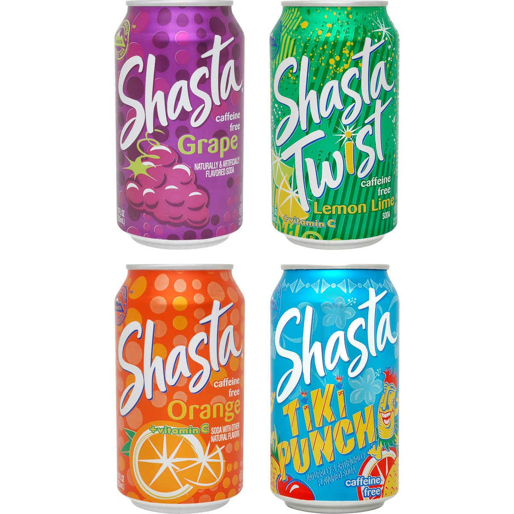 Shasta Variety Pack, Twist, Grape, Orange, Tiki Punch (Pack of 24) Shasta