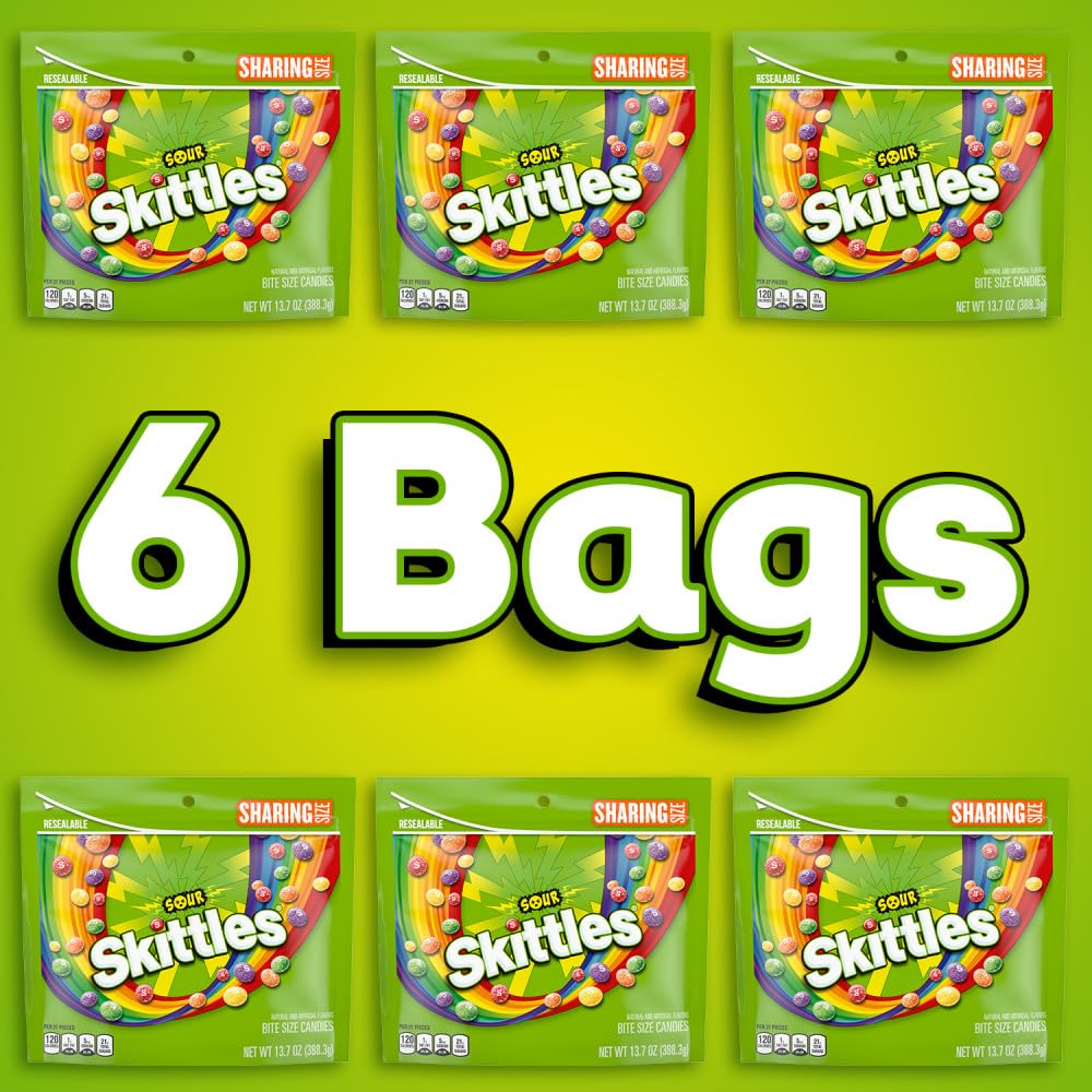 Skittles Sour Chewy Candy, 13.7 oz (Pack of 6) Skittles