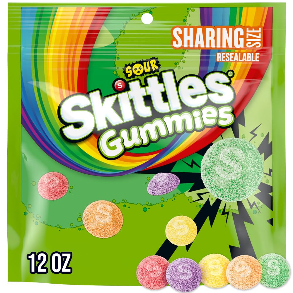 Skittles Sour Gummies Chewy Candy Assortment, 12 oz Skittles