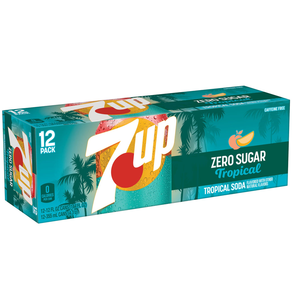 7Up Tropical Zero Sugar Soda, 12 fl oz (Pack of 12) 7Up