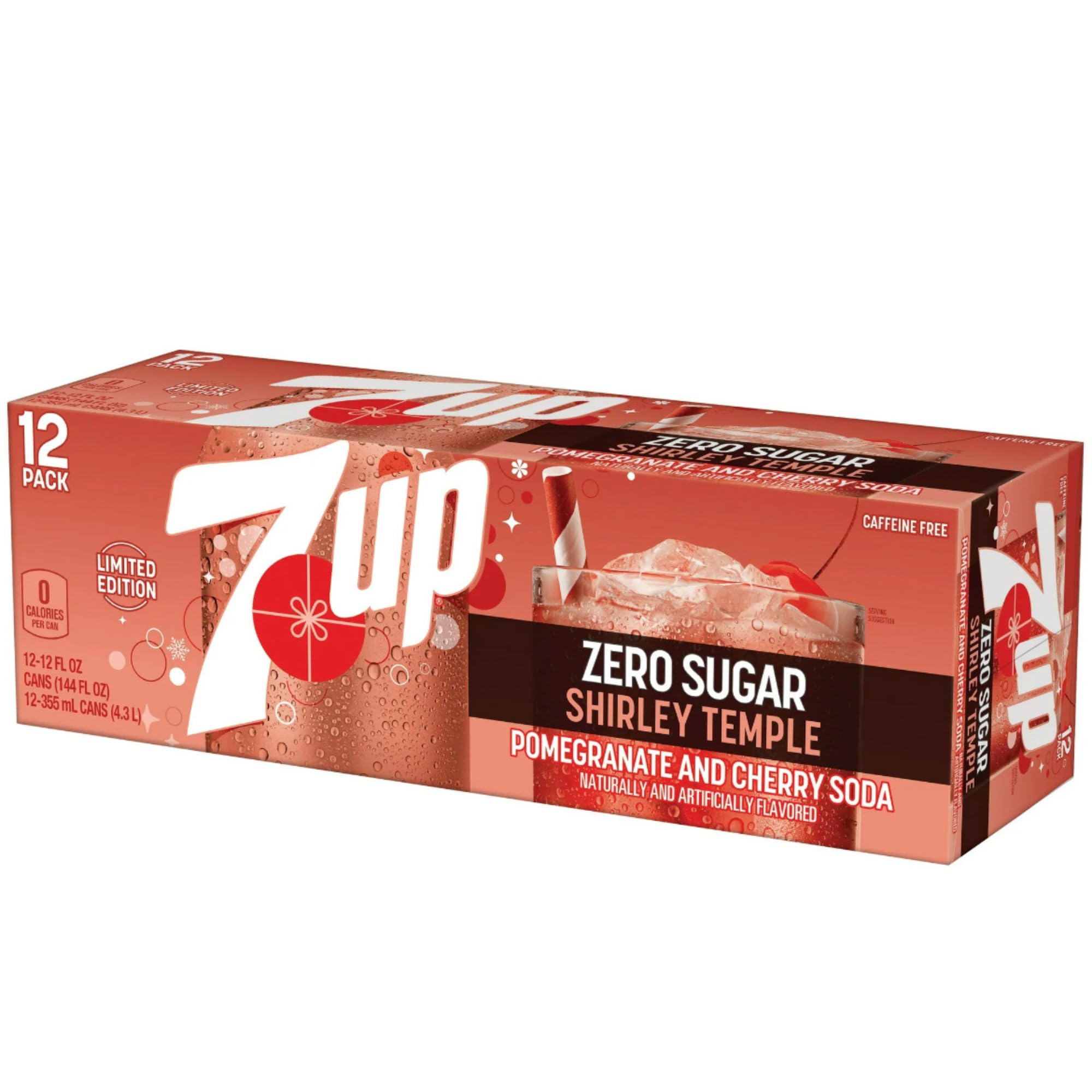 7Up Zero Sugar Shirley Temple Soda, 12 fl oz (Pack of 12) 7Up