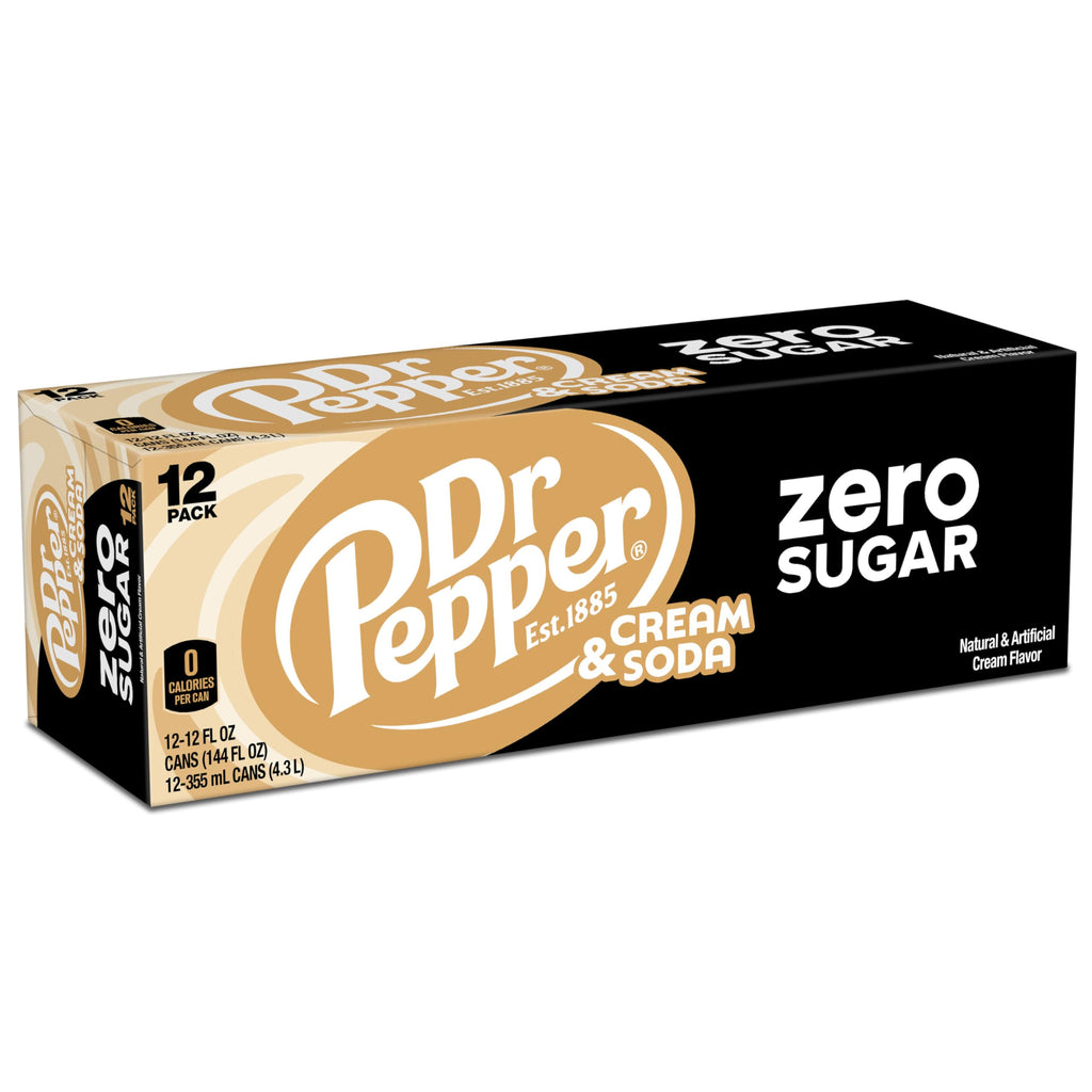 Dr Pepper Cream Soda Zero Sugar, 12 fl oz (Pack of 12) Dr Pepper