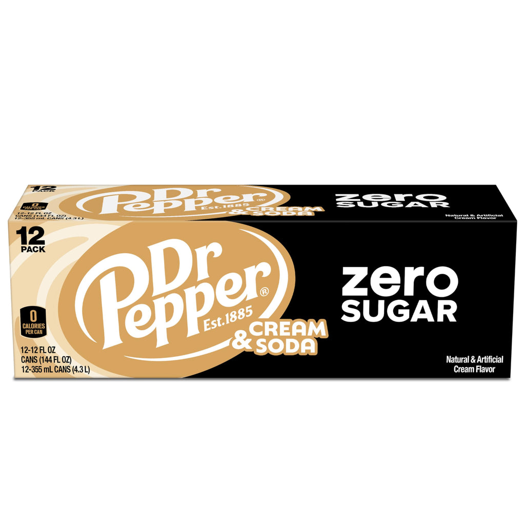 Dr Pepper Cream Soda Zero Sugar, 12 fl oz (Pack of 12) Dr Pepper