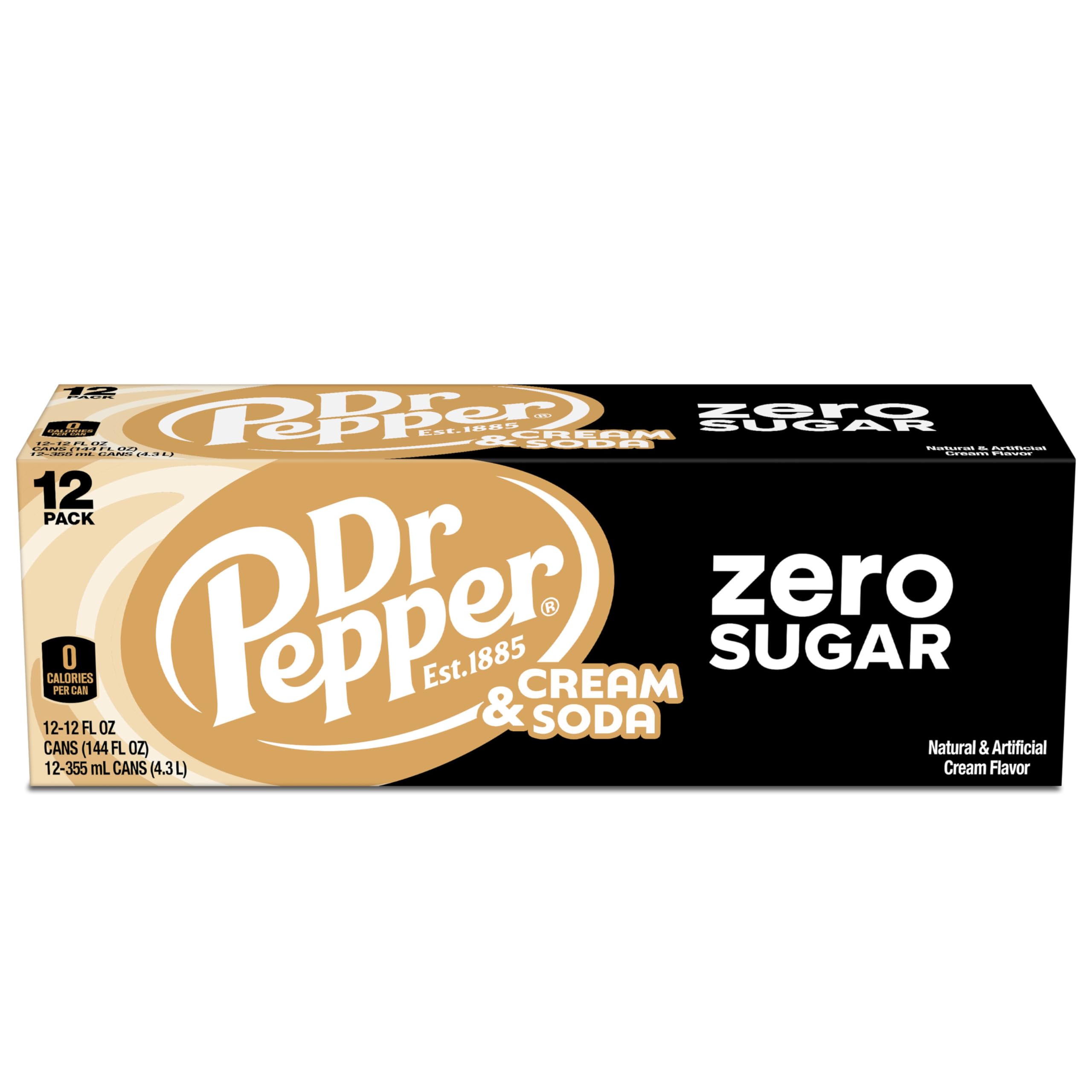 Dr Pepper Cream Soda Zero Sugar, 12 fl oz (Pack of 12) Dr Pepper