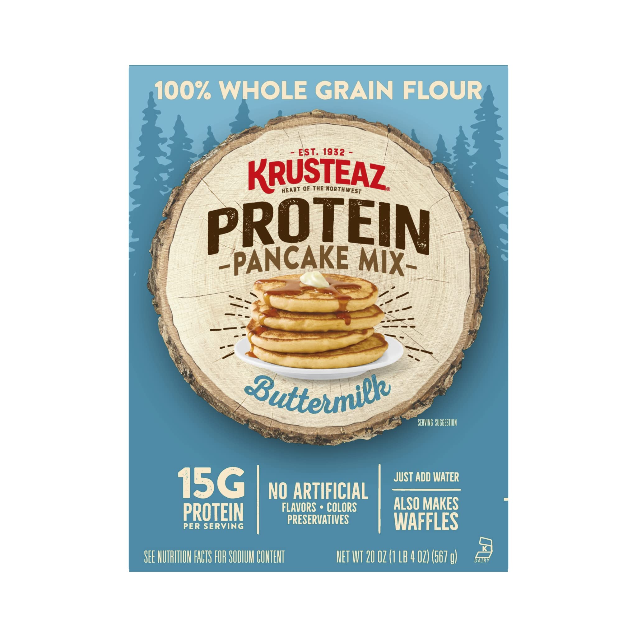 Krusteaz Protein Buttermilk Pancake Mix, 20 oz (Pack of 2) Krusteaz