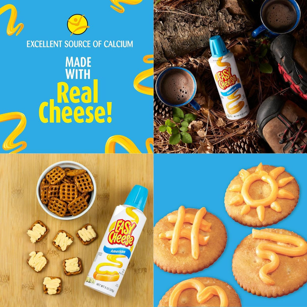 Easy Cheese Cheddar & American Variety Pack, 8 oz (Pack of 2) Easy Cheese