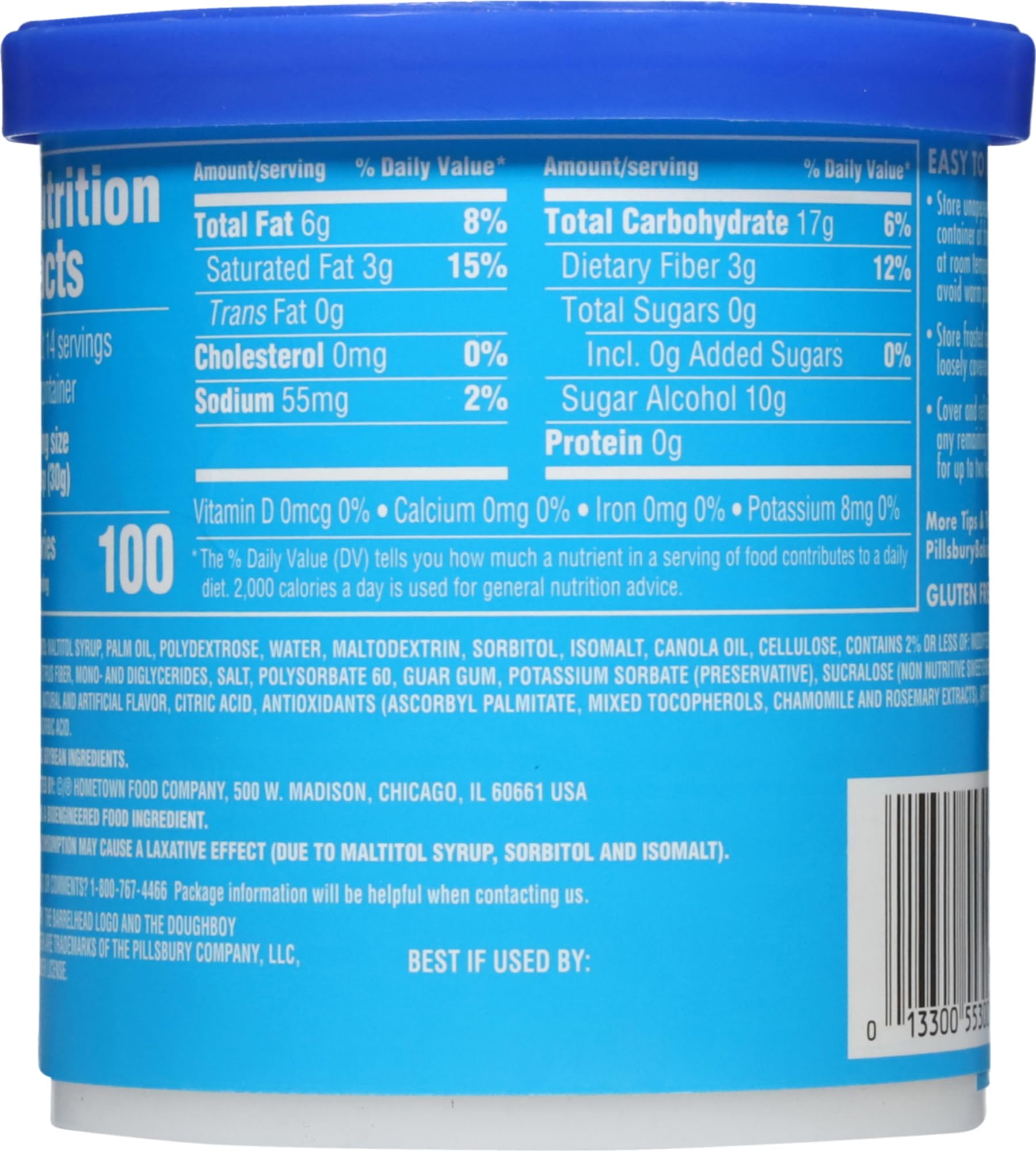 Pillsbury Zero Sugar Frosting, Chocolate & Vanilla, 15 oz (Pack of 2) Pillsbury