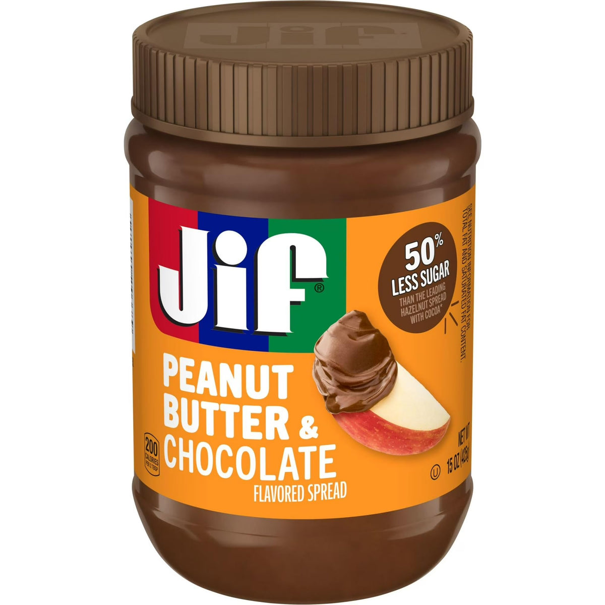 Jif Creamy Peanut Butter & Chocolate Flavored Spread, 15 oz, Pack of 2