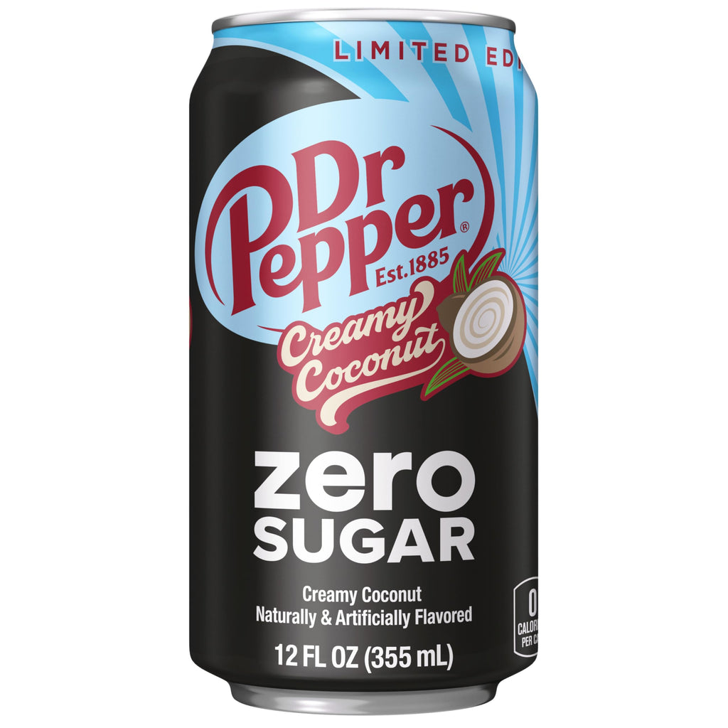 Dr Pepper Zero Sugar Creamy Coconut Soda, 12 fl oz (Pack of 12) Dr Pepper