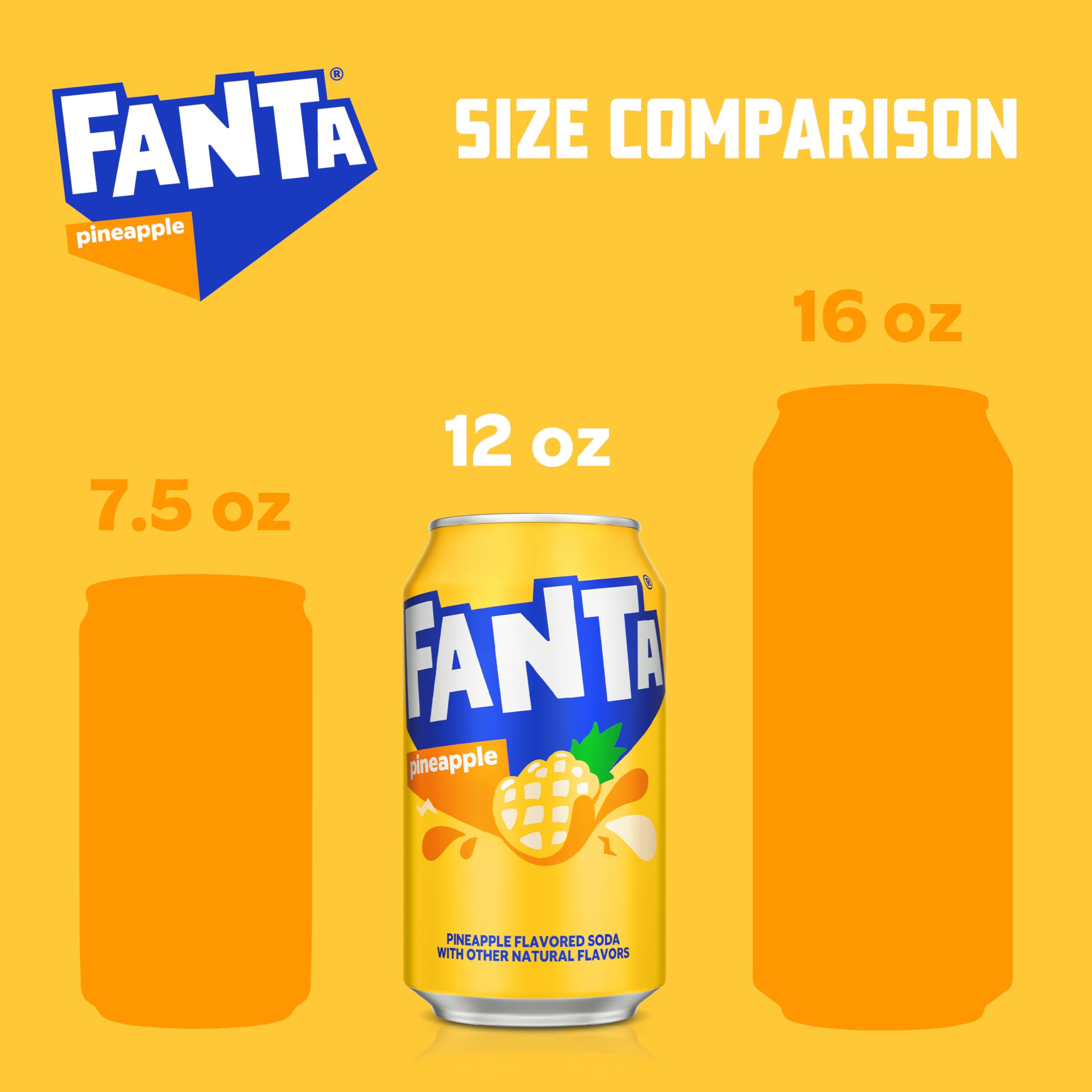 Fanta Pineapple, 12 fl oz (Pack of 12) Fanta