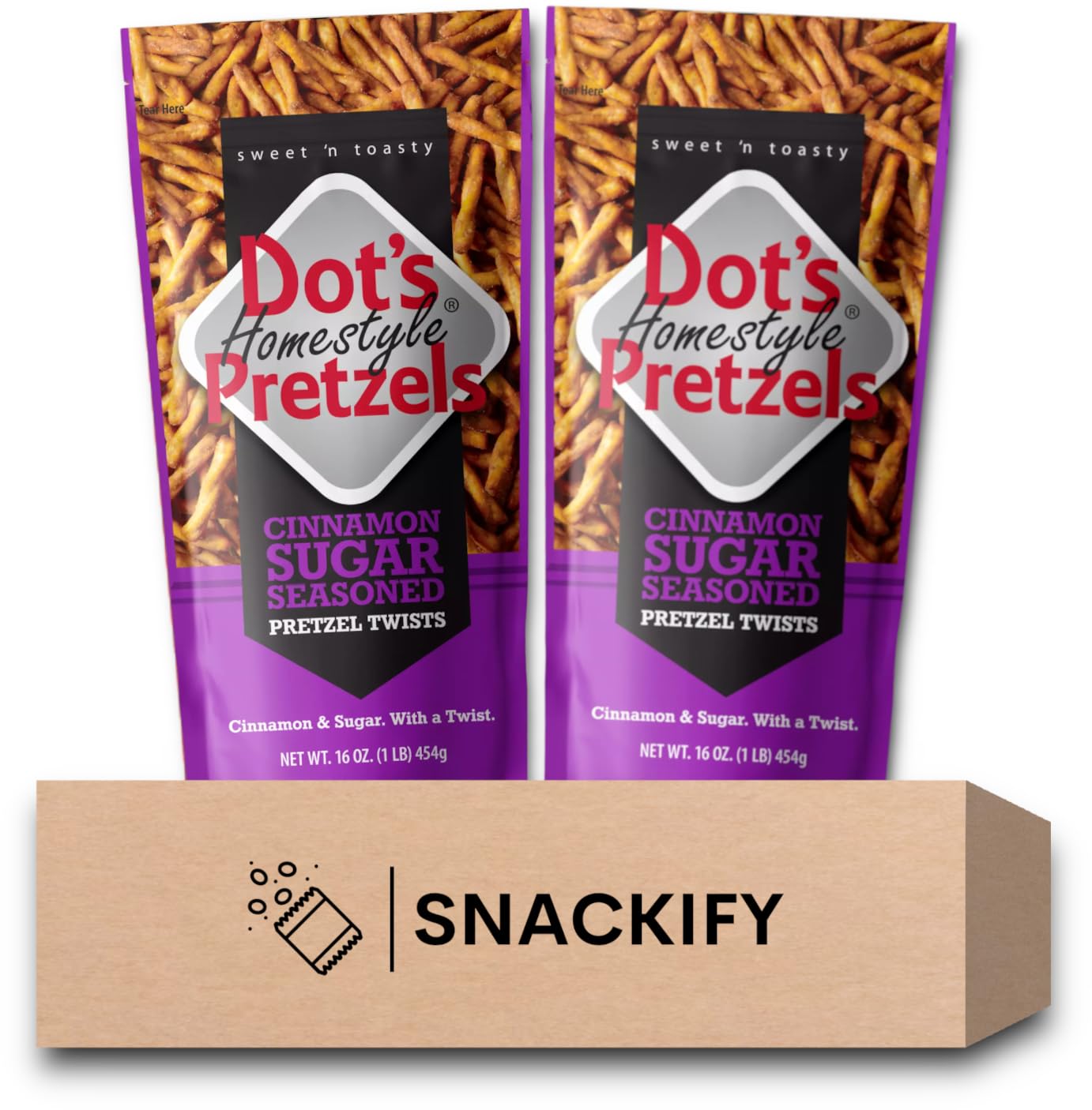 Dot's Pretzels Cinnamon Sugar Twists, 16 oz (Pack of 2) Dot's Pretzels