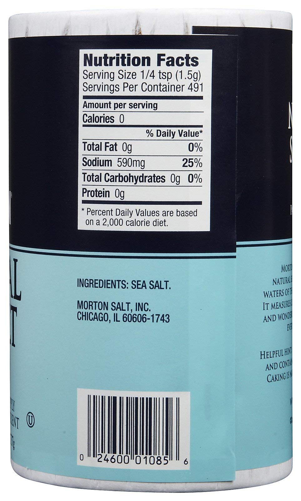 Morton Natural Sea Salt, 1.62 lb (Pack of 2) Morton