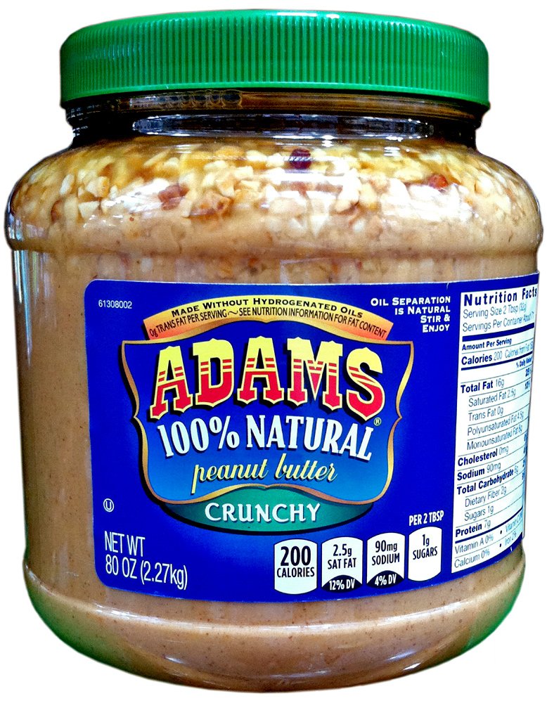 Adams Natural Crunchy Peanut Butter, 80 oz Adams