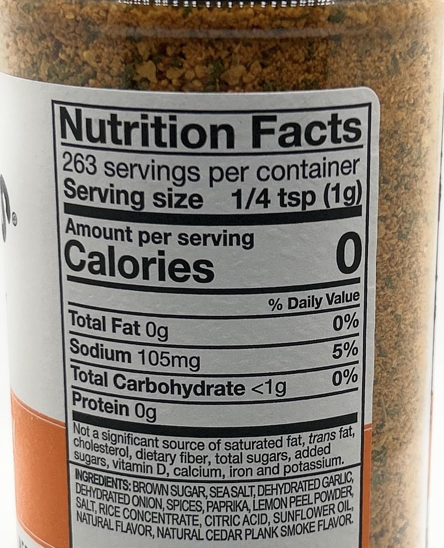 Kinder's Sweet & Smoky Brown Sugar Seasoning nutrition facts and ingredients label