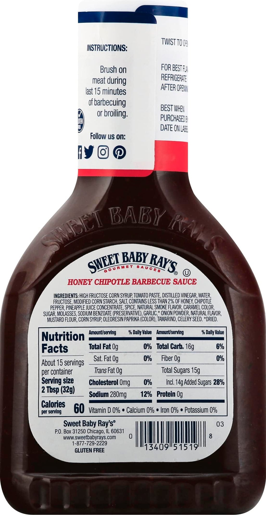 Sweet Baby Ray's Honey Chipotle Barbecue Sauce, 18 oz (Pack of 2) Sweet Baby Ray's