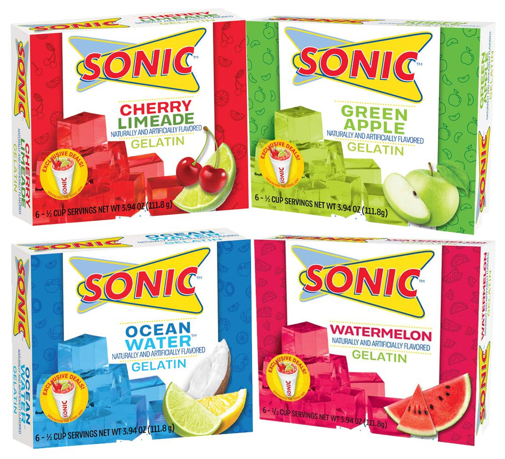 Sonic Gelatin Variety Pack, 4 Flavors, 3.94 oz (Pack of 4) Sonic