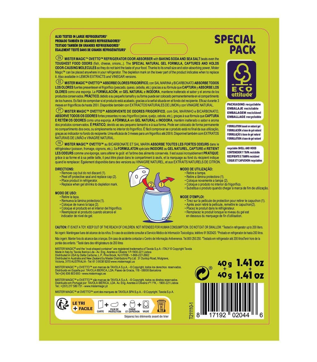 Mister Magic Refrigerator Odor Absorber, Natural Gel (Pack of 2) Mister Magic