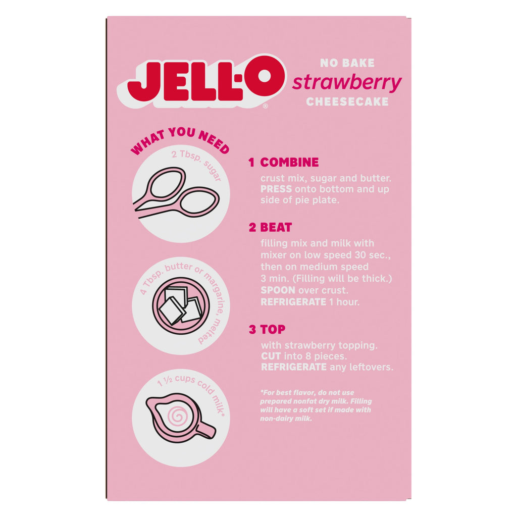 Jell-O No Bake Strawberry Cheesecake Dessert Kit, 19.6 oz Jell-O