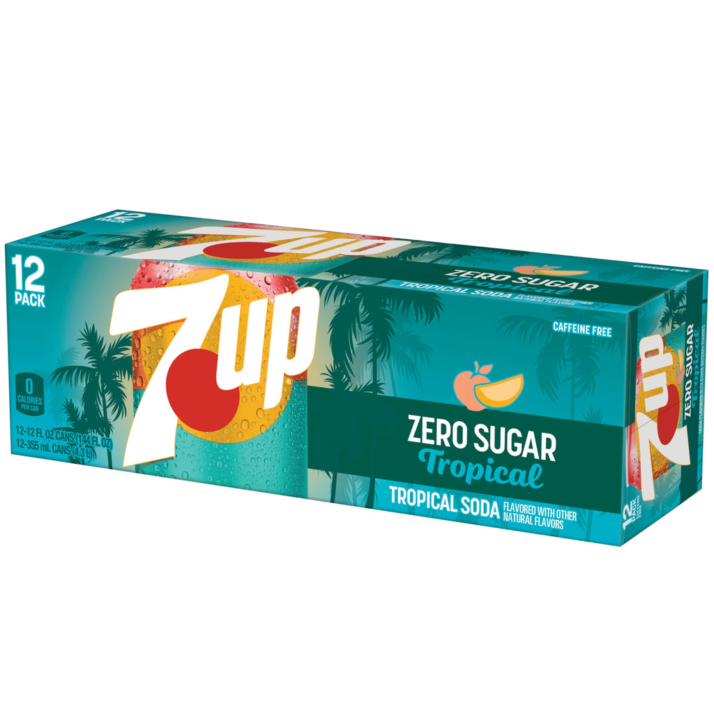 7Up Tropical Zero Sugar Soda, 12 fl oz (Pack of 12) 7Up