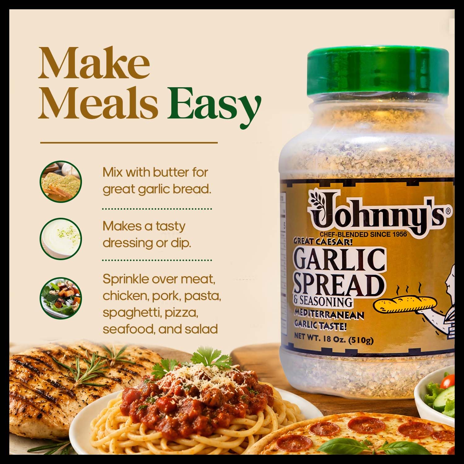 Johnny's Garlic Spread & Seasoning, 18 oz Johnny's