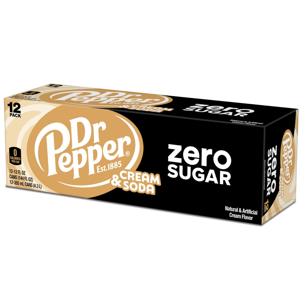 Dr Pepper Cream Soda Zero Sugar, 12 fl oz (Pack of 12) Dr Pepper