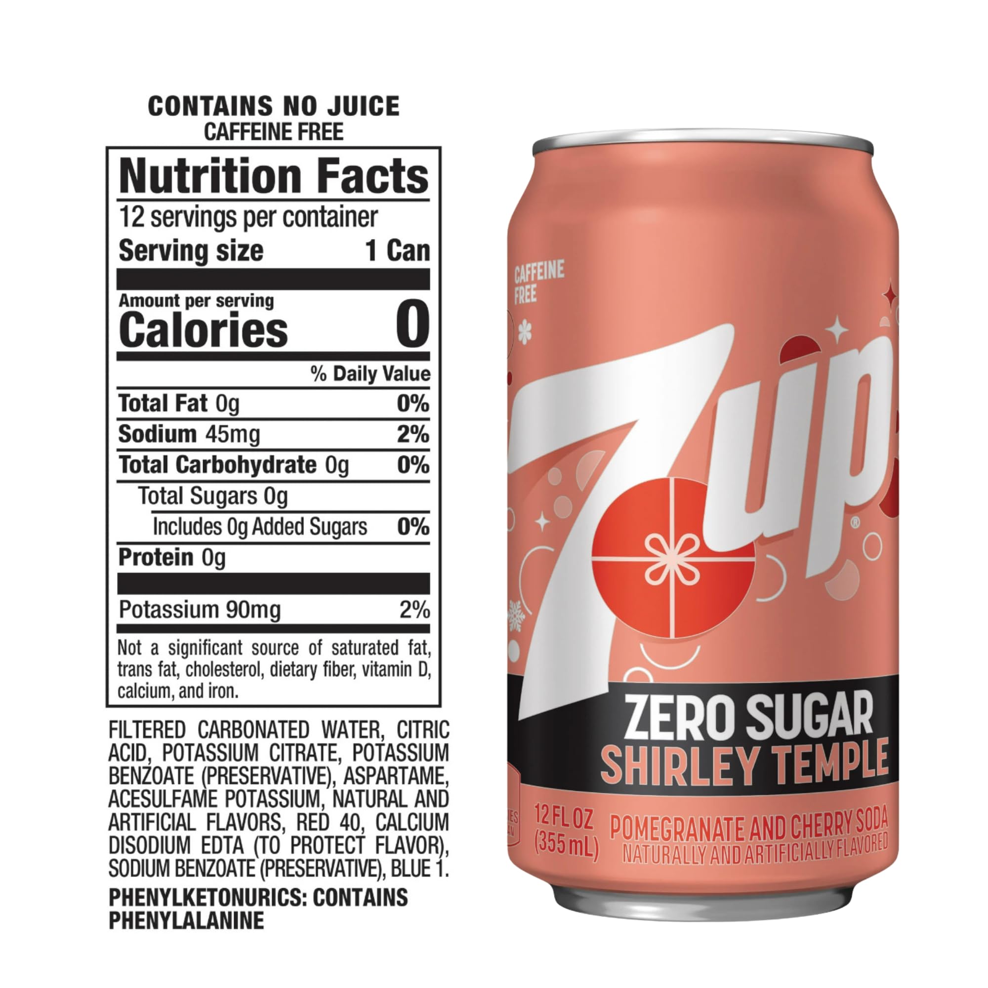7Up Zero Sugar Shirley Temple Soda, 12 fl oz (Pack of 12) 7Up