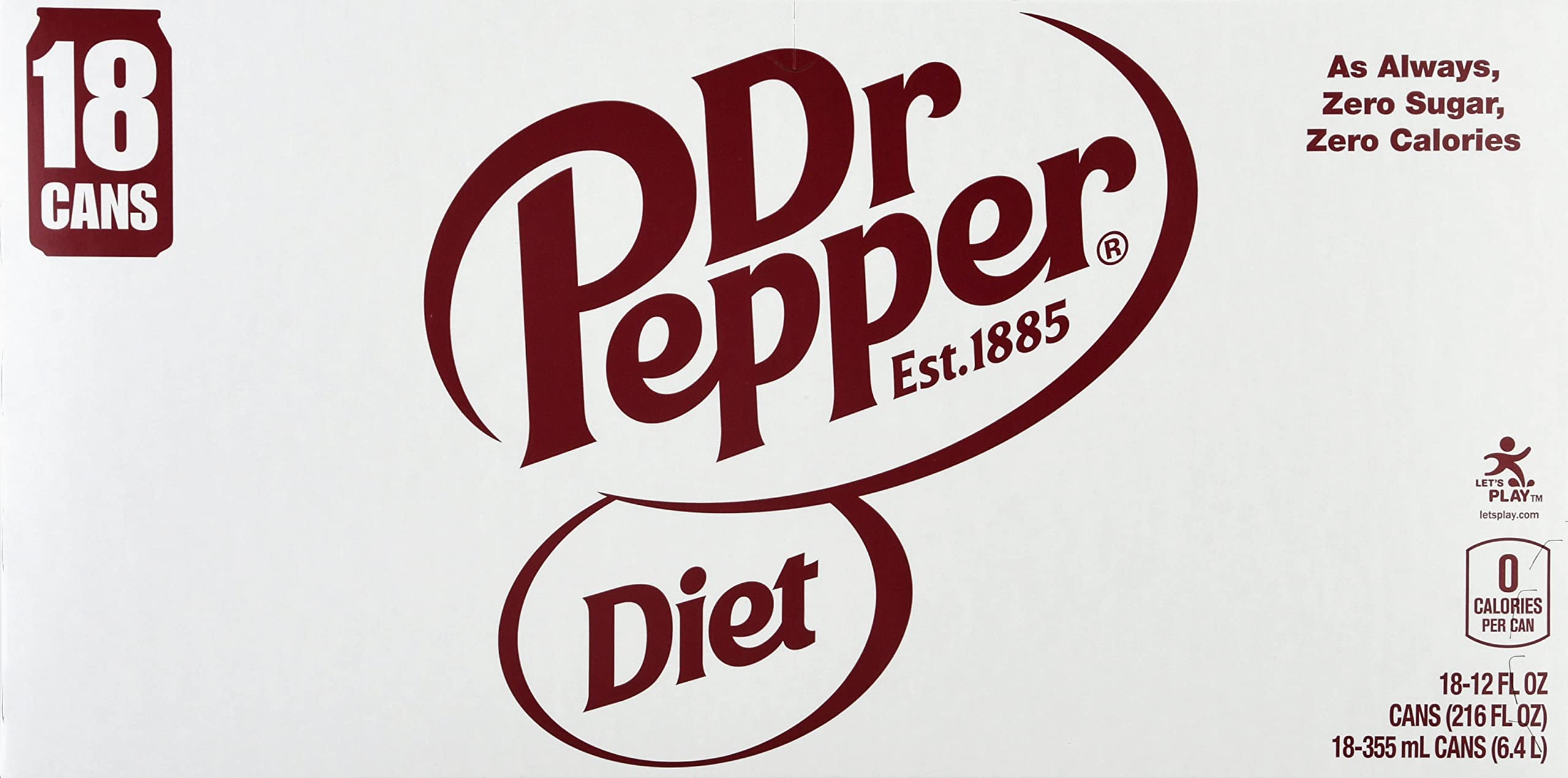 Dr Pepper Diet Cola, 12 fl oz (Pack of 18) Dr Pepper