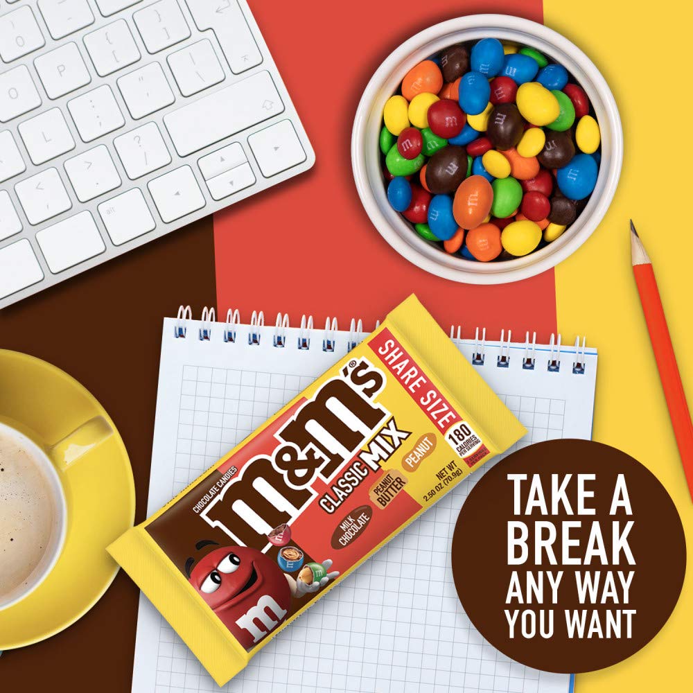 M&M's Peanut & Peanut Butter Candy, 2.5 oz Bags (Pack of 18) M&M's