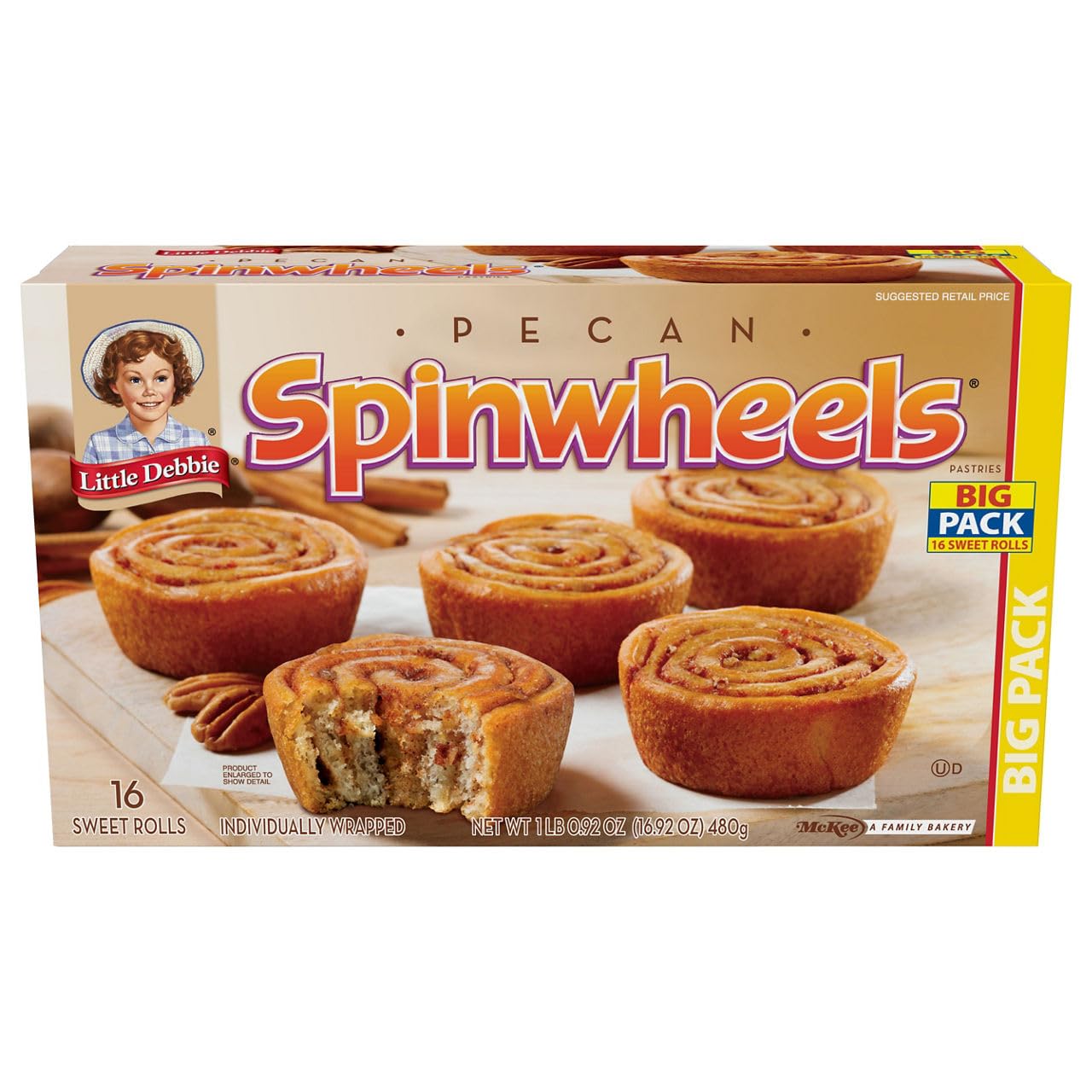 Little Debbie Pecan Spinwheels Big Pack, 16 ct, 16.92 oz Little Debbie