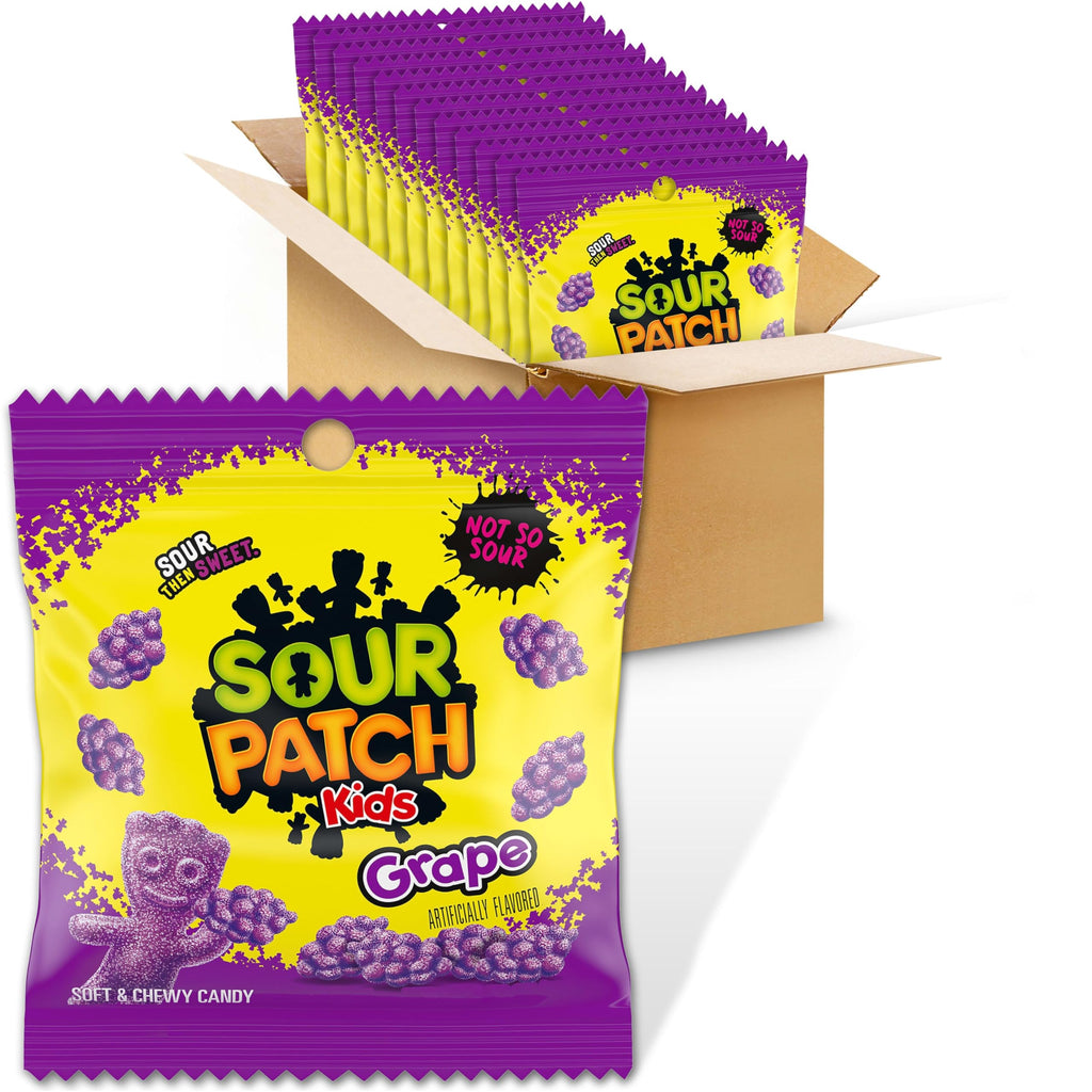 Sour Patch Kids Grape Soft & Chewy Gummy Candy, 3.58 oz (Pack of 12)