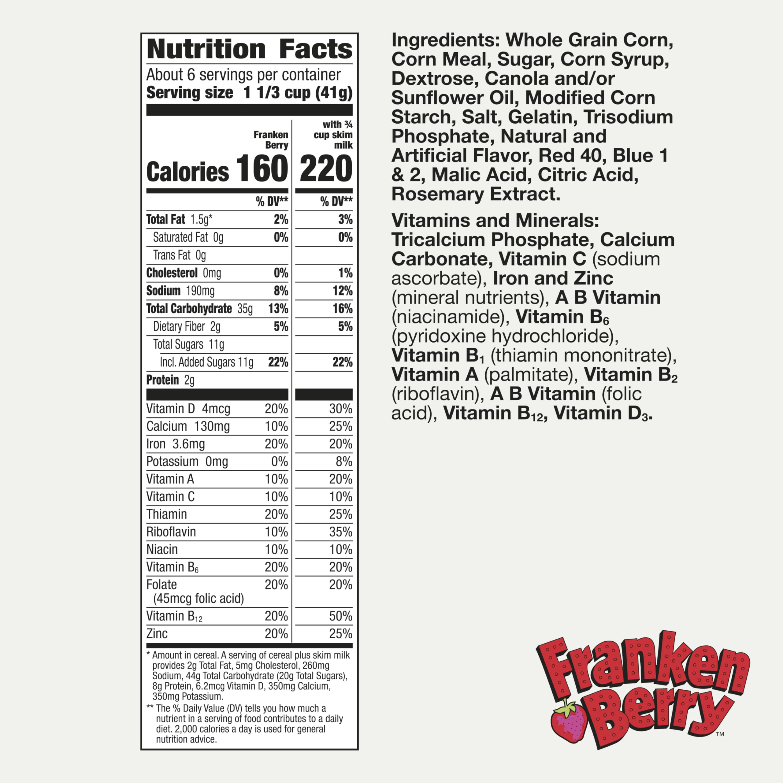 General Mills Franken Berry Cereal with Monster Marshmallows, 9.6 oz General Mills