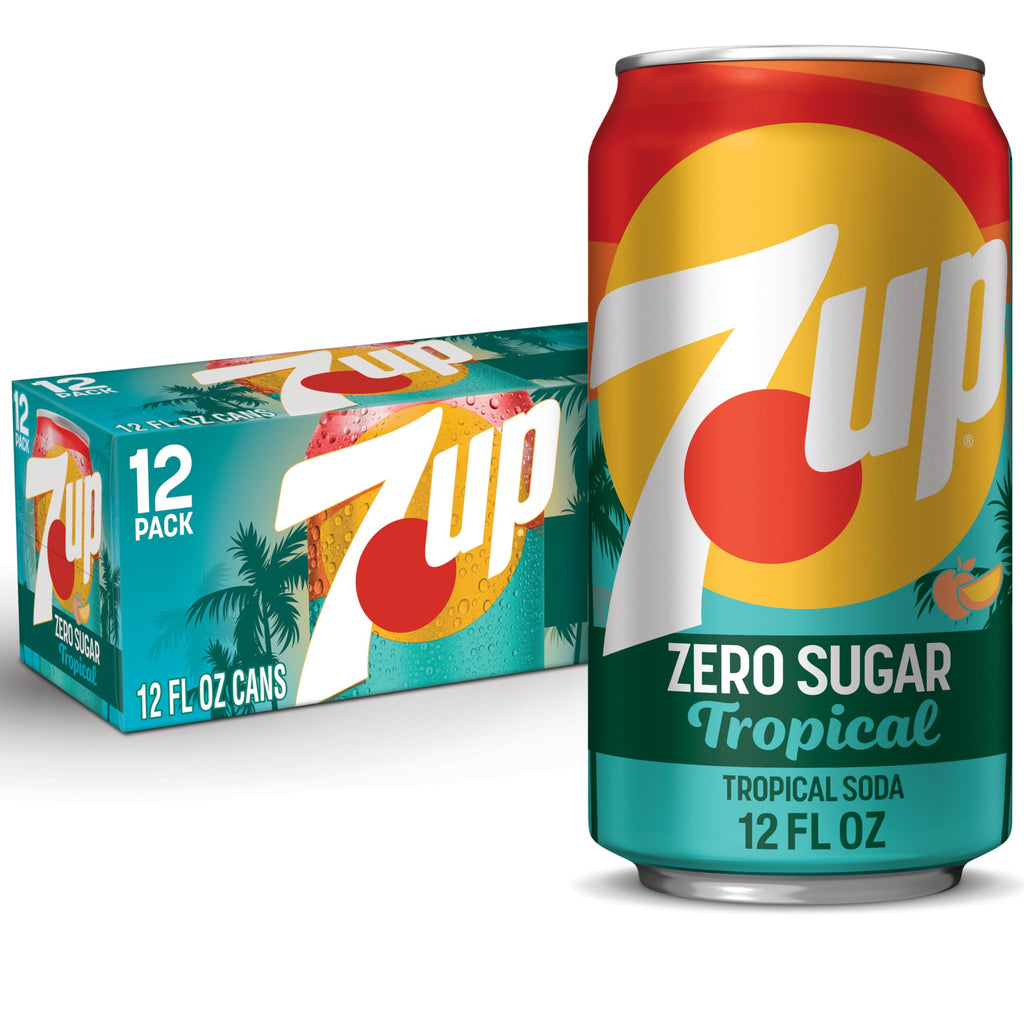 7Up Tropical Zero Sugar Soda, 12 fl oz (Pack of 12) 7Up