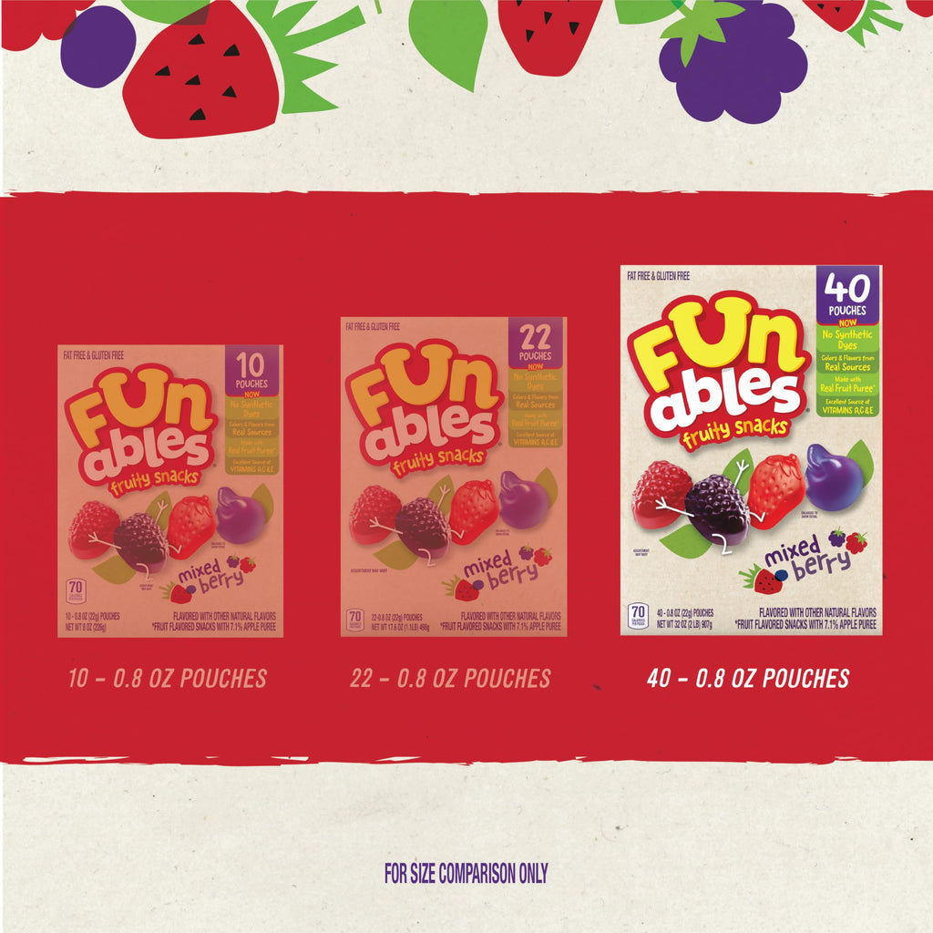 Funables Fruit Snacks, Mixed Berry, 32 oz, 40 ct Funables