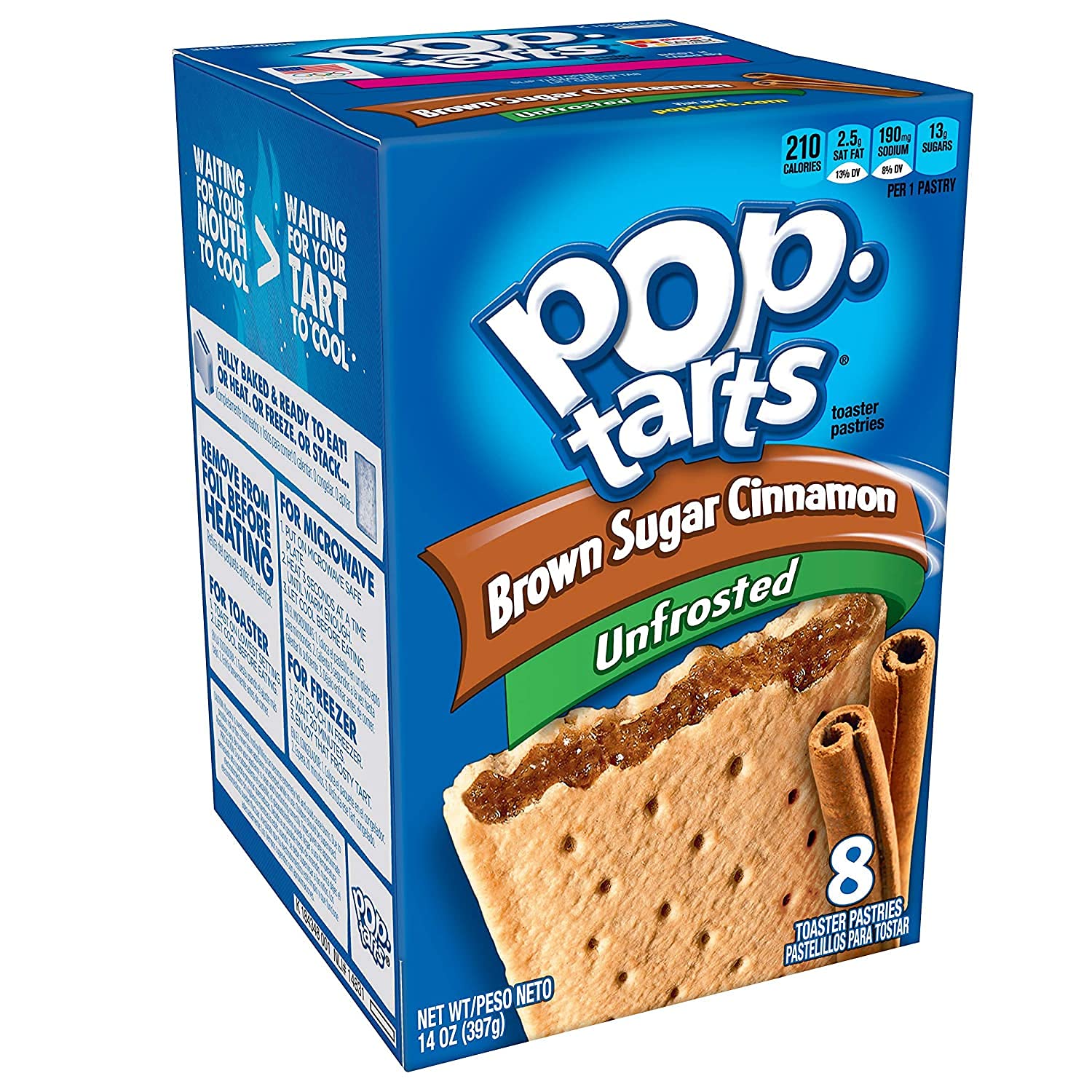 Pop-Tarts Unfrosted Brown Sugar Cinnamon Toaster Pastries, 8 ct (Pack of 2) Pop-Tarts