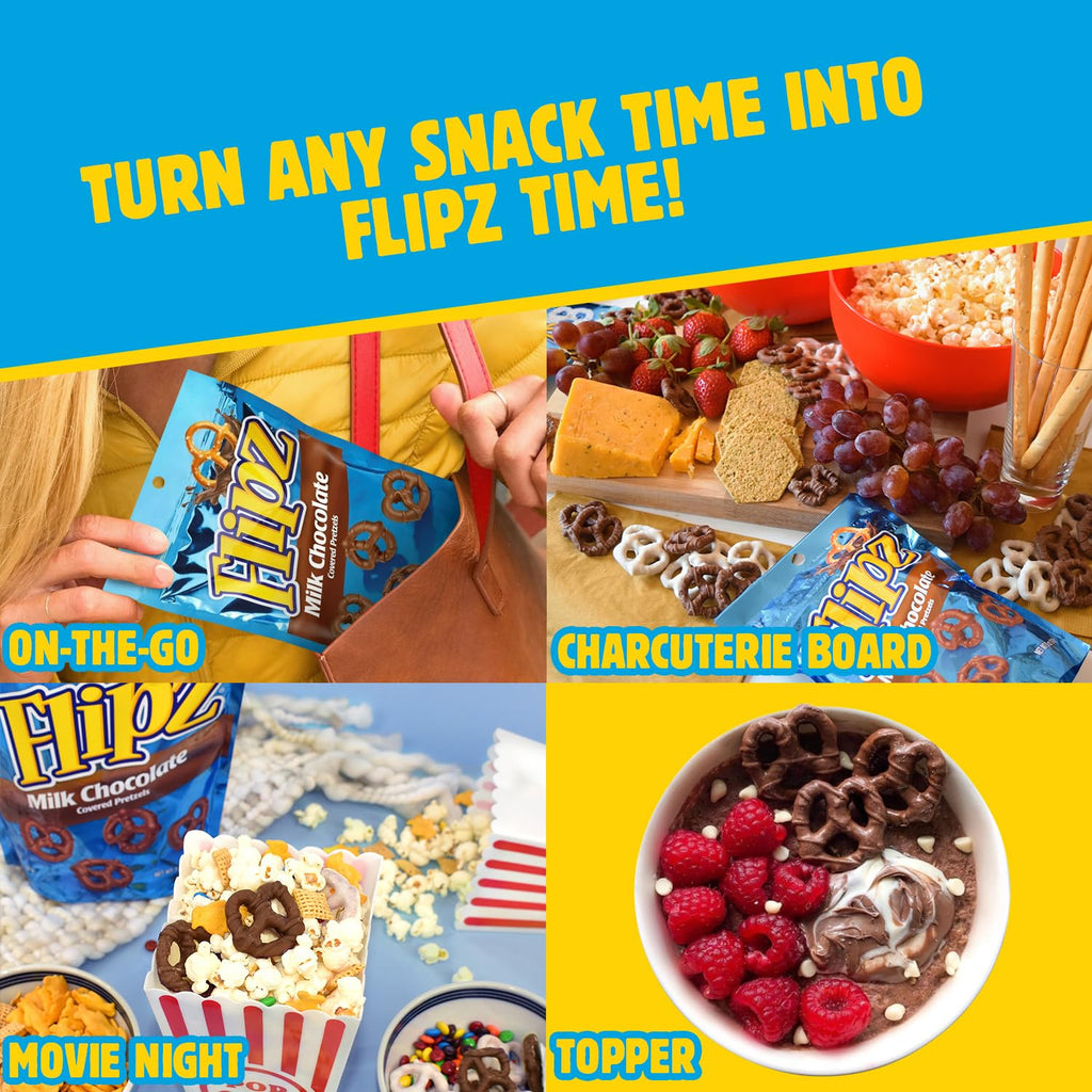 Flipz Milk Chocolate Covered Pretzels, 5 oz (Pack of 6) Flipz
