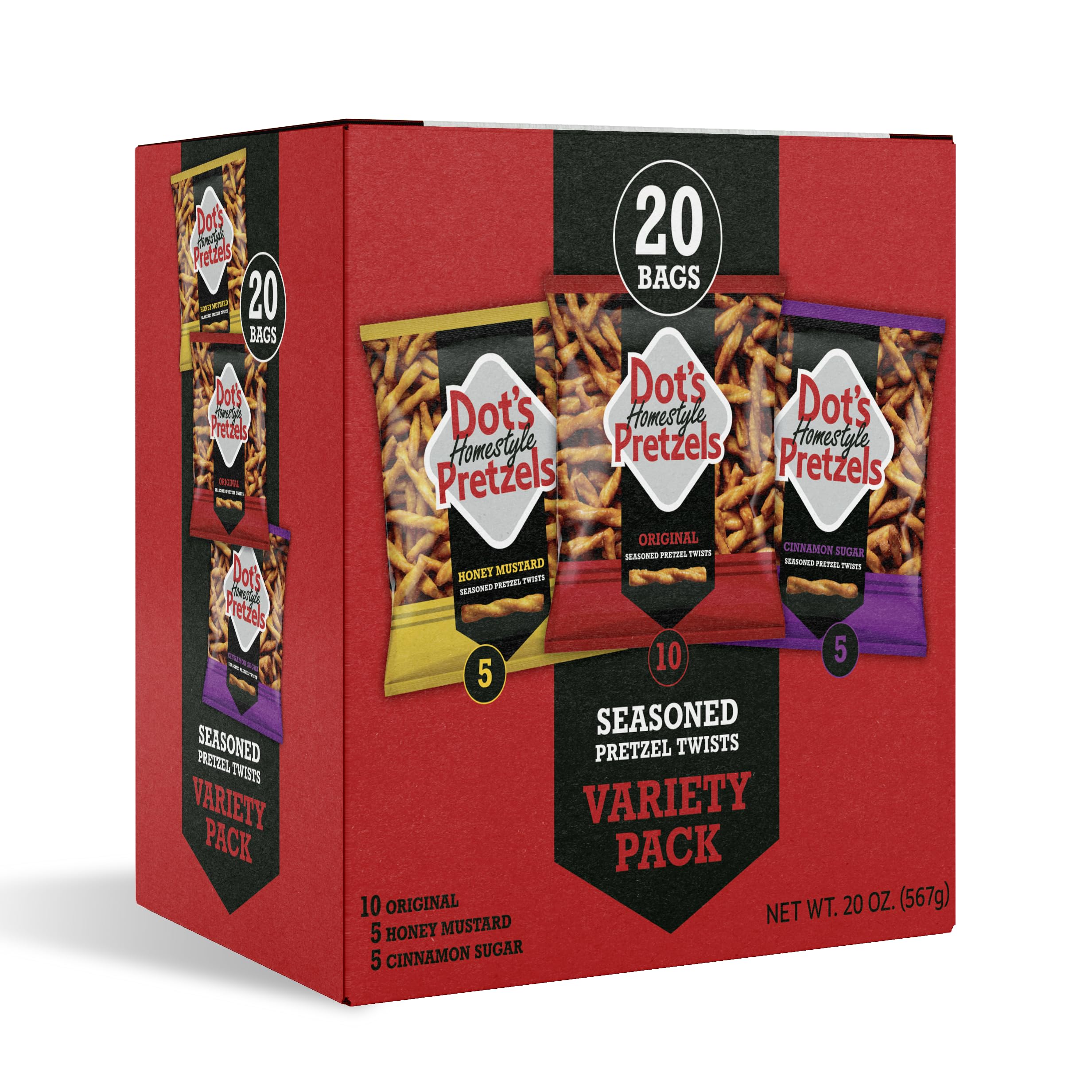 Dot's Pretzels Variety Pack, 1 oz Bags (Pack of 20) Dot's Pretzels