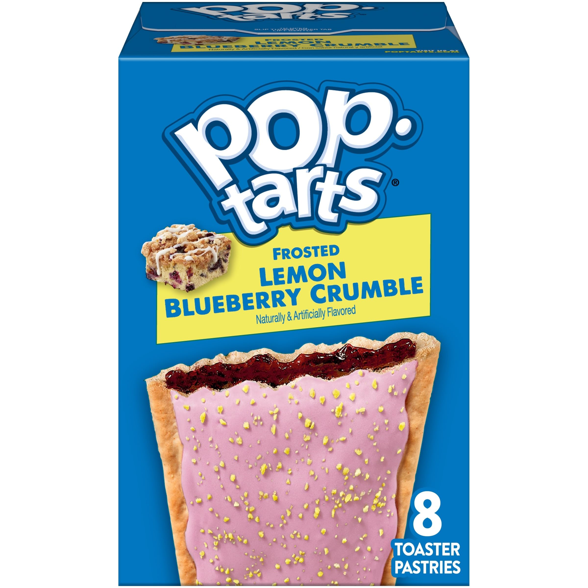 Pop-Tarts Toaster Pastries Frosted Lemon Blueberry Crumble, 13.5oz Box (8 Pop-Tarts)