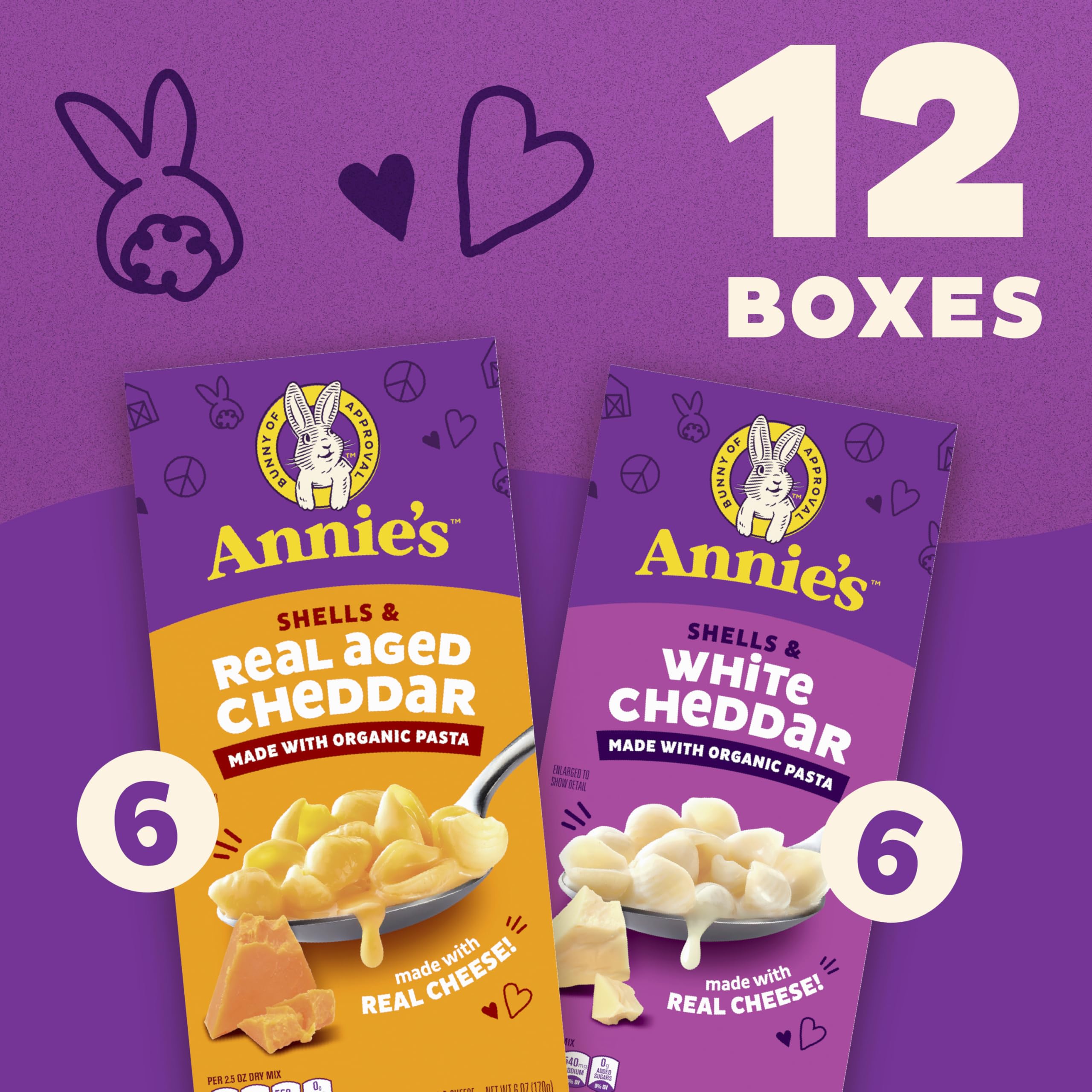 Annie's Organic Macaroni & Cheese Variety Pack, 6 oz (Pack of 12) Annie's