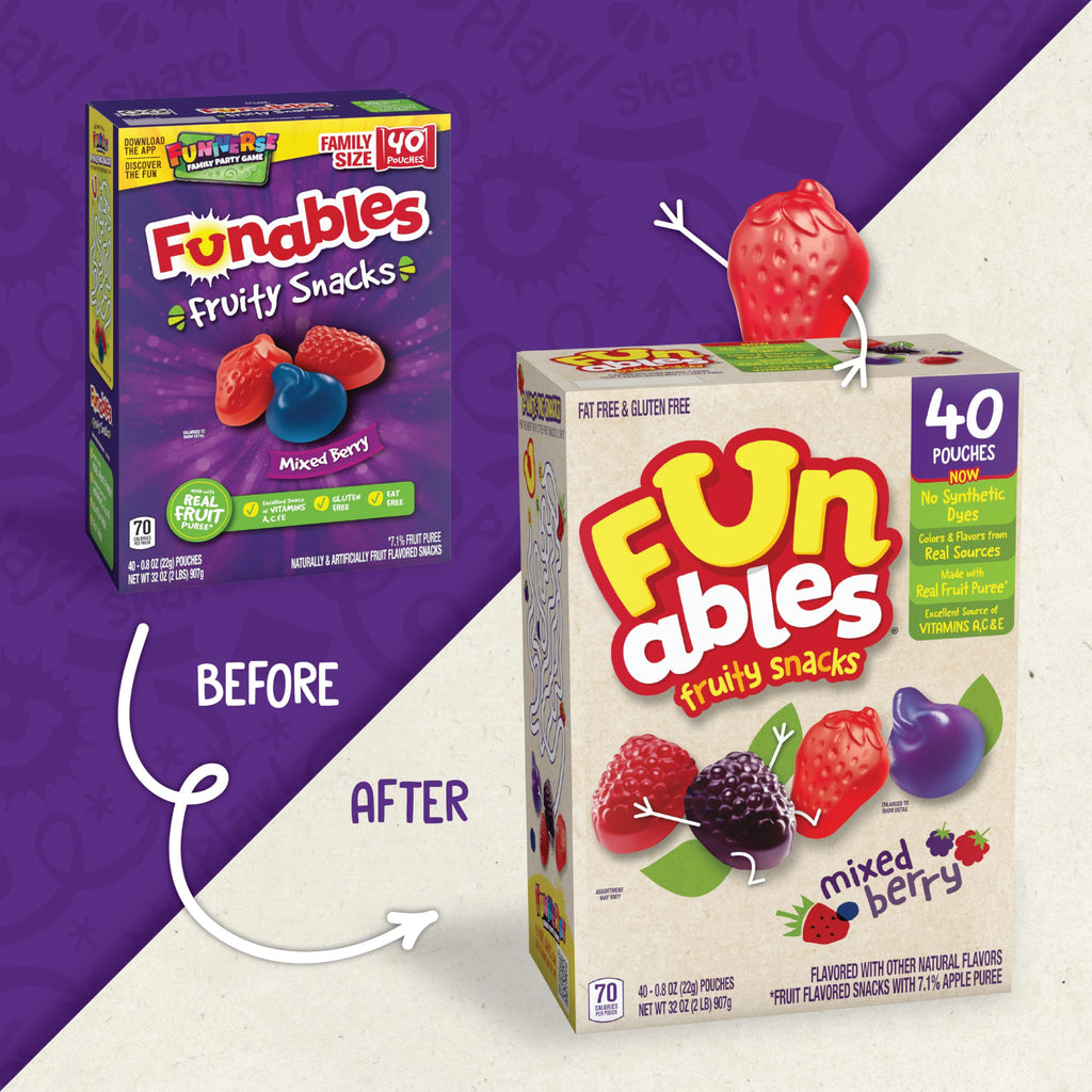Funables Fruit Snacks, Mixed Berry, 32 oz, 40 ct Funables