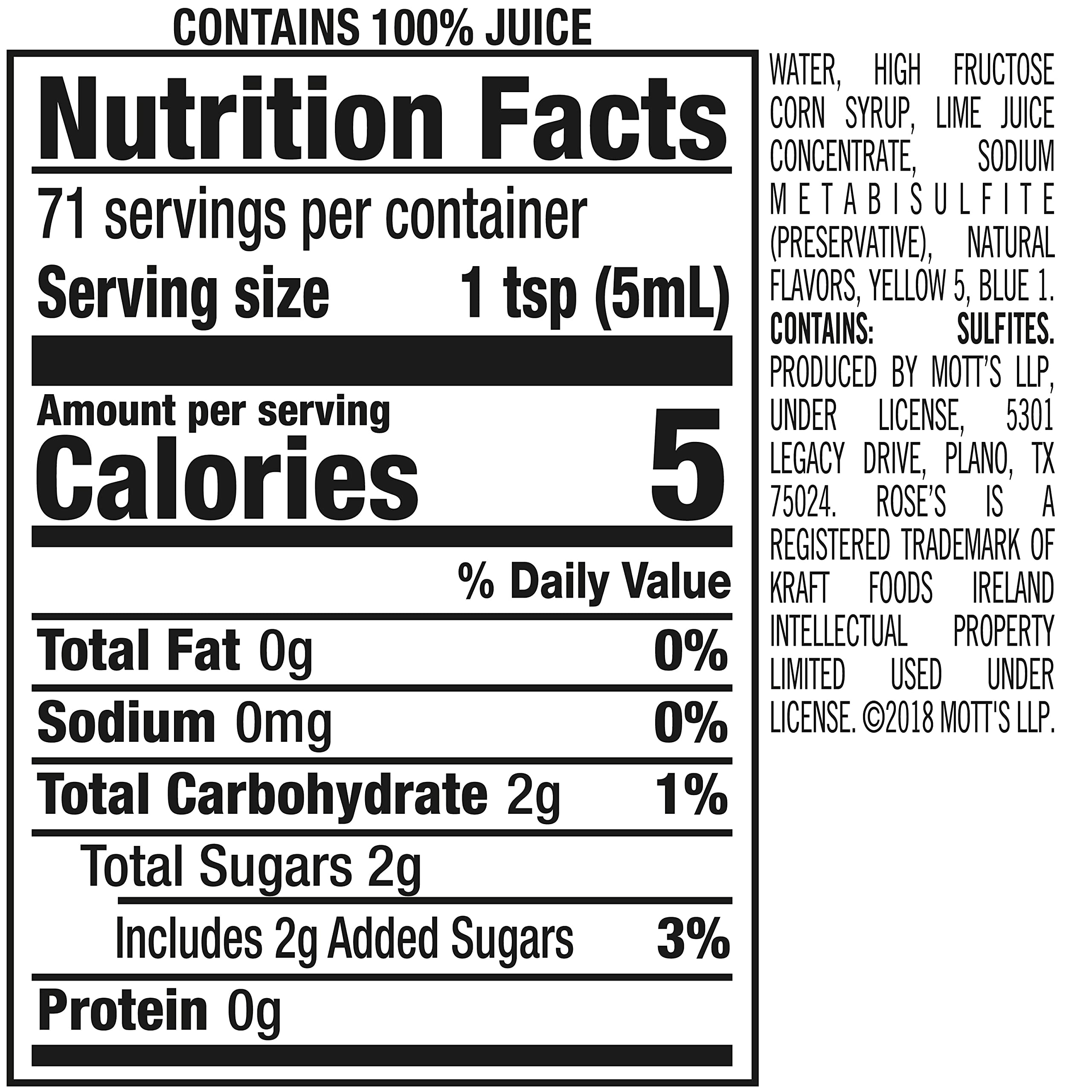 Rose's Sweetened Lime Juice, 12 fl oz Rose's