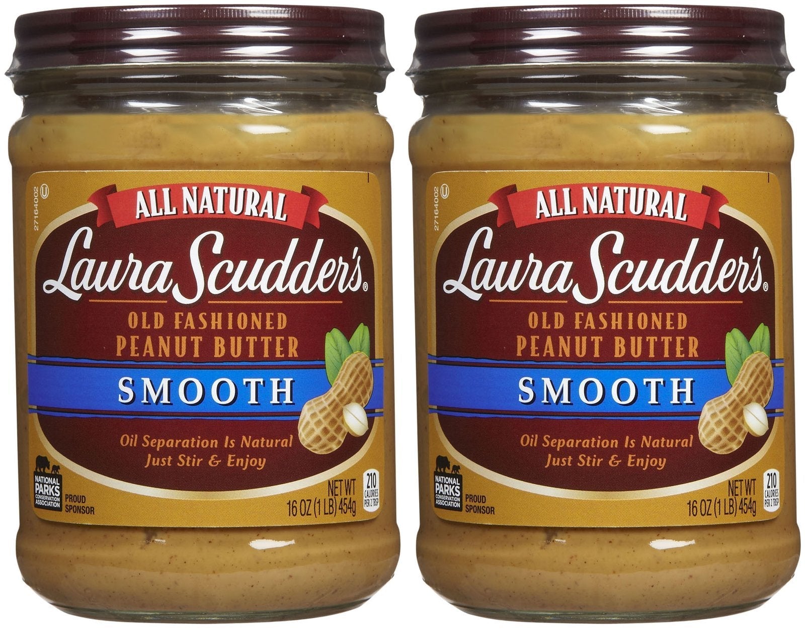 Laura Scudder's Natural Creamy Peanut Butter, 16 oz (Pack of 2) Laura Scudder's