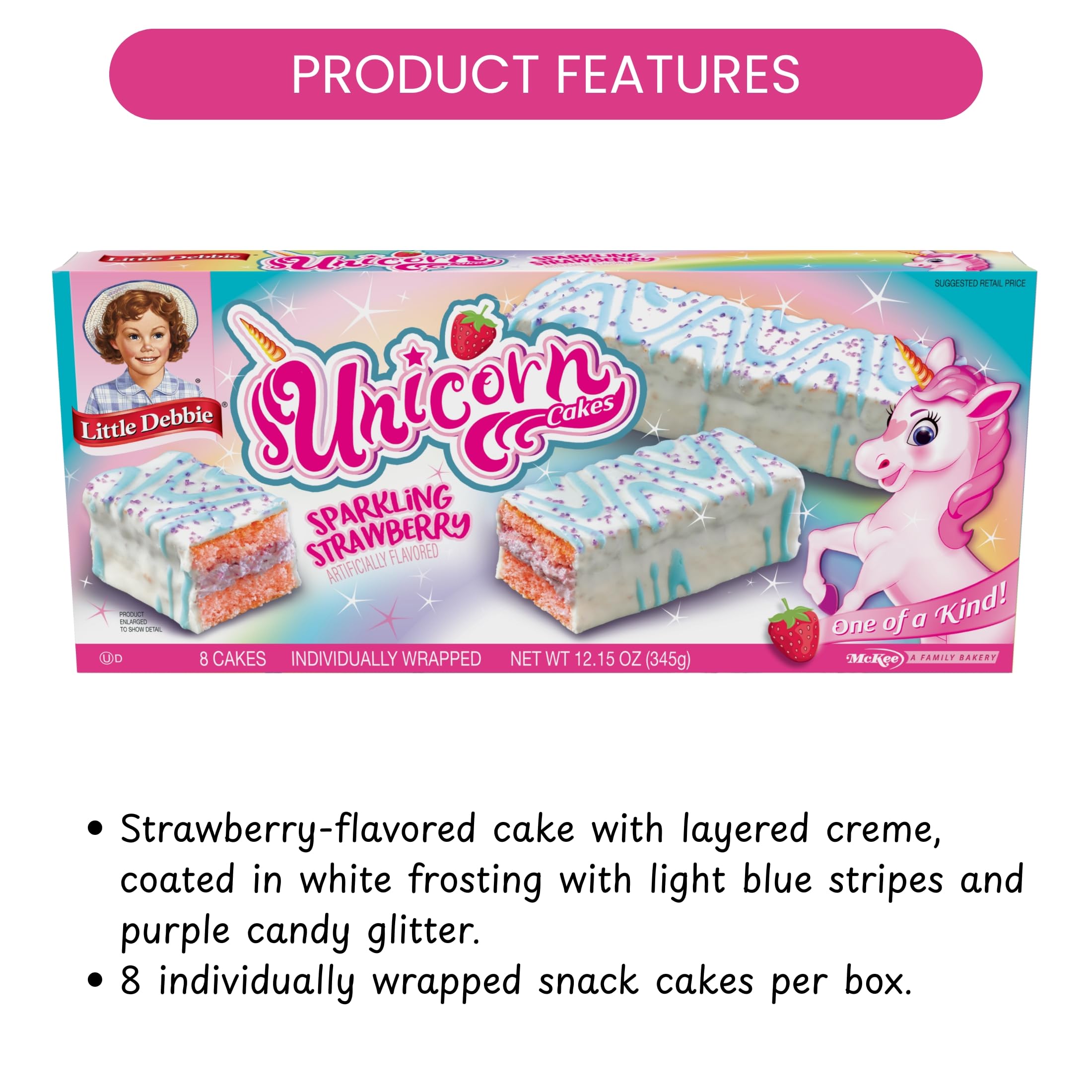 Little Debbie Unicorn Strawberry Cakes, 48 ct. Little Debbie