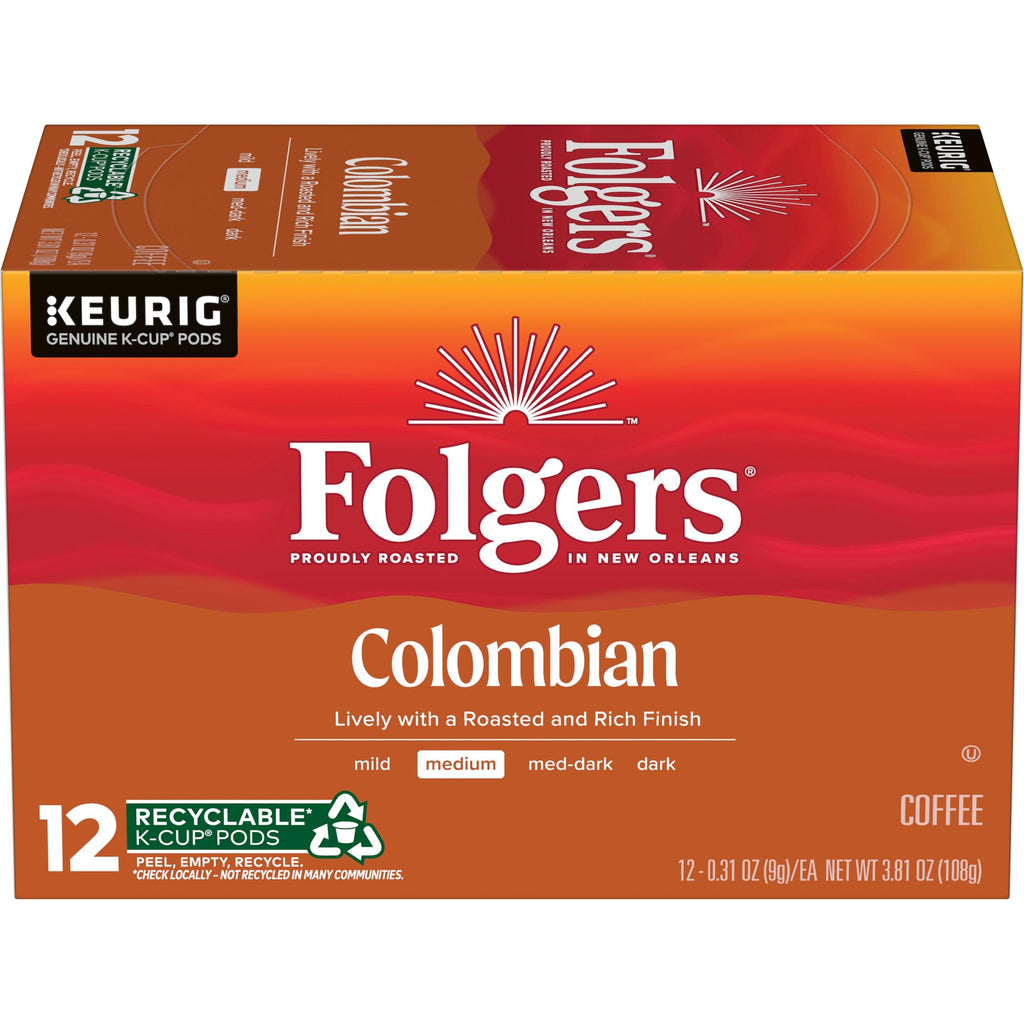 Folgers Colombian Coffee, Medium Roast, 12 ct K-Cup Pods Folgers