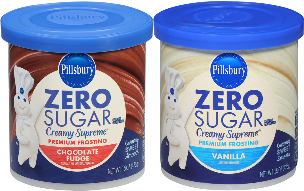 Pillsbury Zero Sugar Frosting, Chocolate & Vanilla, 15 oz (Pack of 2) Pillsbury